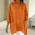 thumbnail image 7 of Bixock Women's Maternity Tops Long Sleeve Shirts V Neck Cotton Linen Loose Pregnant Casual Blouse with Pockets Soft Breathable Daily Wear Maternity Clothings, 7 of 7