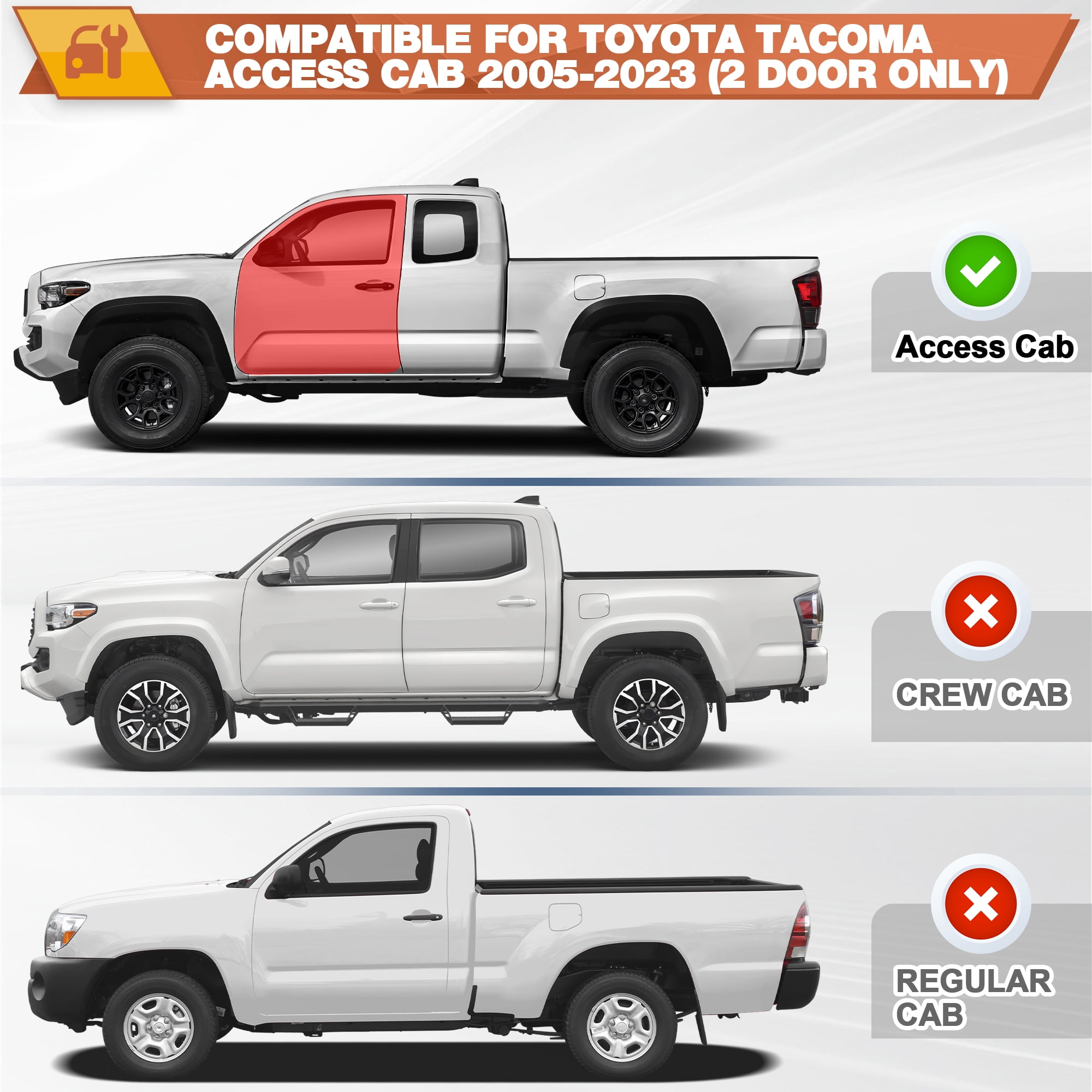 POFENZE Running Boards Compatible with Toyota Tacoma 2005-2023 Access Cab Textured Surface Side Steps for Truck Black Nerf Bars for Tacoma