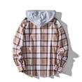 thumbnail image 4 of TMOYZQ Mens Flannel Hoodie Drawstring Hooded Plaid Shirts Long Sleeve Casual Button Down Shirts Lightweight Flannel Shirt Jackets, 4 of 9