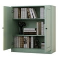 thumbnail image 2 of Palace Imports 100% Solid Wood 3-shelf Bookcase with Adjustable Shelves and Solid Doors, Sage, 2 of 5