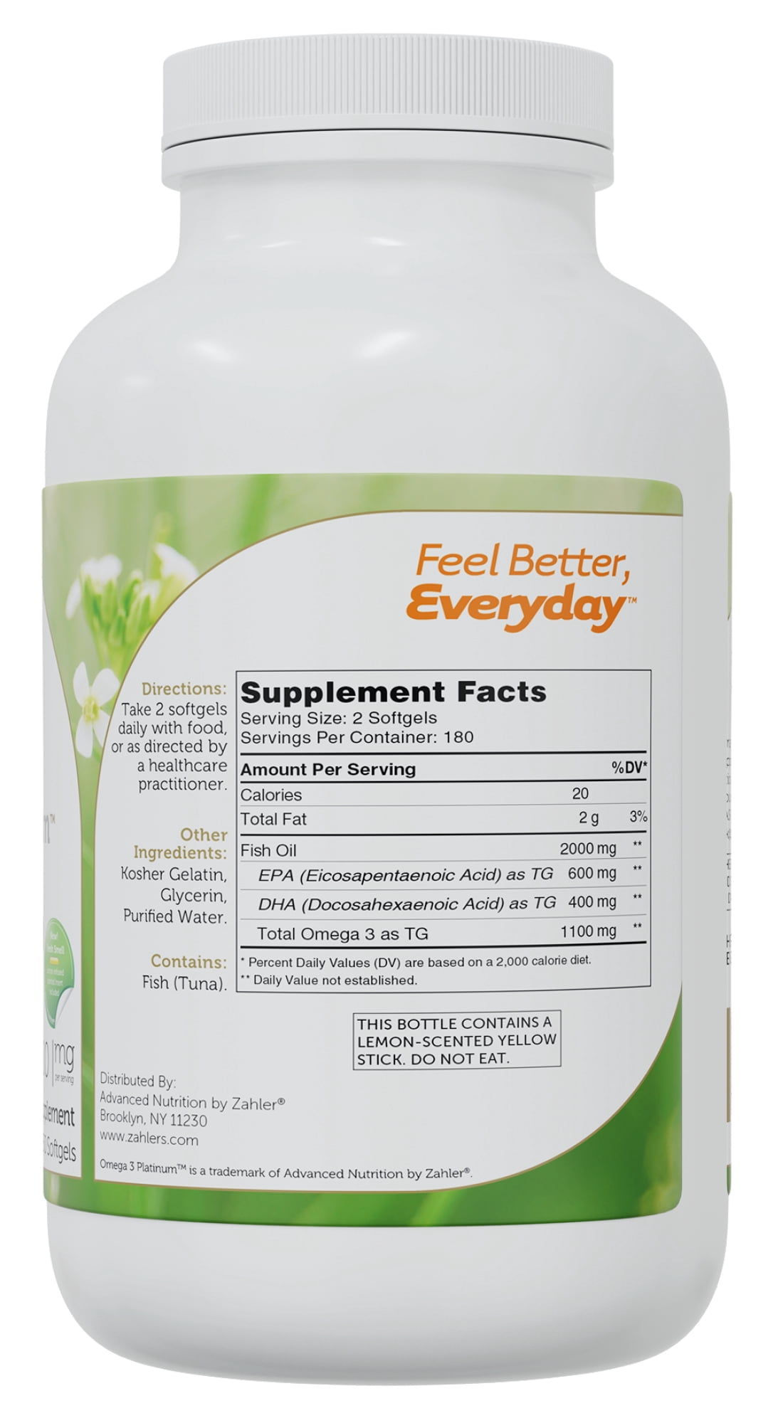 Zahler Omega 3 Platinum + D, 2000 mg, 360 Ct, Omega 3, Omega 3 Fish Oil, Omega & Fish Oil Omega 3 Dietary Supplement
