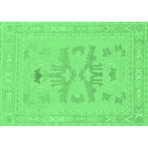 Ahgly Company Indoor Rectangle Abstract Emerald Green Modern Area Rugs, 2' x 3'