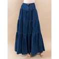 thumbnail image 5 of Women's Denim Maxi Skirt High Waisted Tiered Button Front Dark Blue XL, 5 of 8