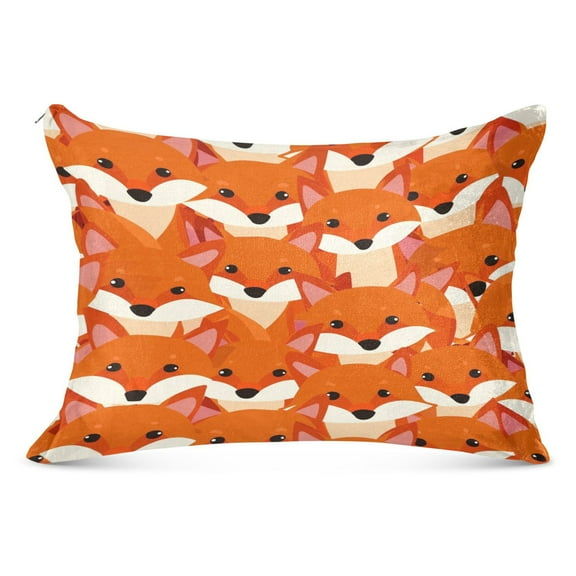 Cute Fox Face Plush Pillow Cases Standard Size Ultra Soft Warm Pillowcases with Zipper 20"x26"