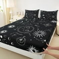 thumbnail image 3 of Castle Fairy Sun Moon Stars 4 Pieces Queen Sheet Sets for Teens Adults,Starry Sky Ultra Soft Flat Sheet,Black White Queen Fitted Sheet,Lightweight Room Decor, 3 of 7