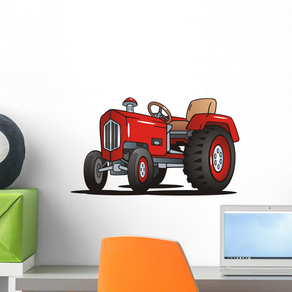 Red Tractor Wall Decal Mural by Wallmonkeys Vinyl Peel and Stick