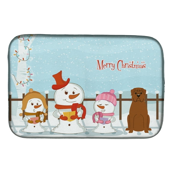 Merry Christmas Carolers Dogue de Bourdeaux Dish Drying Mat