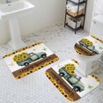 thumbnail image 3 of Summer Truck Sunflower Bathroom Rugs Set Country Farm Yellow Flower Leaf Butterfly Non Slip Absorbent Soft Bath Mats 3 Piece Set with Bathroom Rug, U-Shaped Floor Mat, Toilet Seat Cover Small Size, 3 of 9