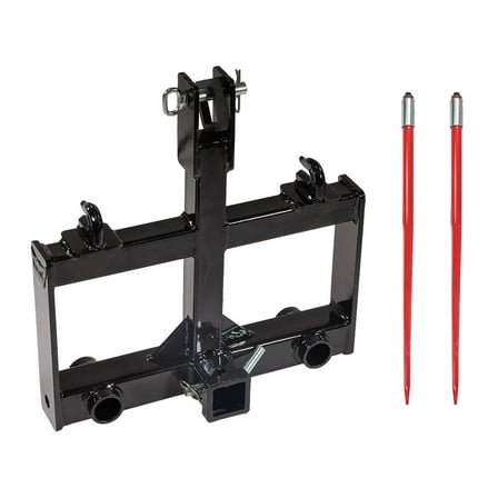 39" Hay Spear Attachment for Tractor, 3000lbs Capacity 1Pc Skid Steer Loader, Quick Attach 2Pcs Bale Spears for Loaders, Cranes, Telehandlers