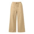 thumbnail image 6 of HomeDM Wide Leg Sweatpants with Pockets for Women Drawstring Running Workout Yoga Loose Lounge Pants Khaki L, 6 of 9