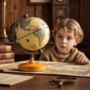 Patiojoy Antique Globe Dia 5.5-Inch Mini Rotating World Globe w/ Wooden Base