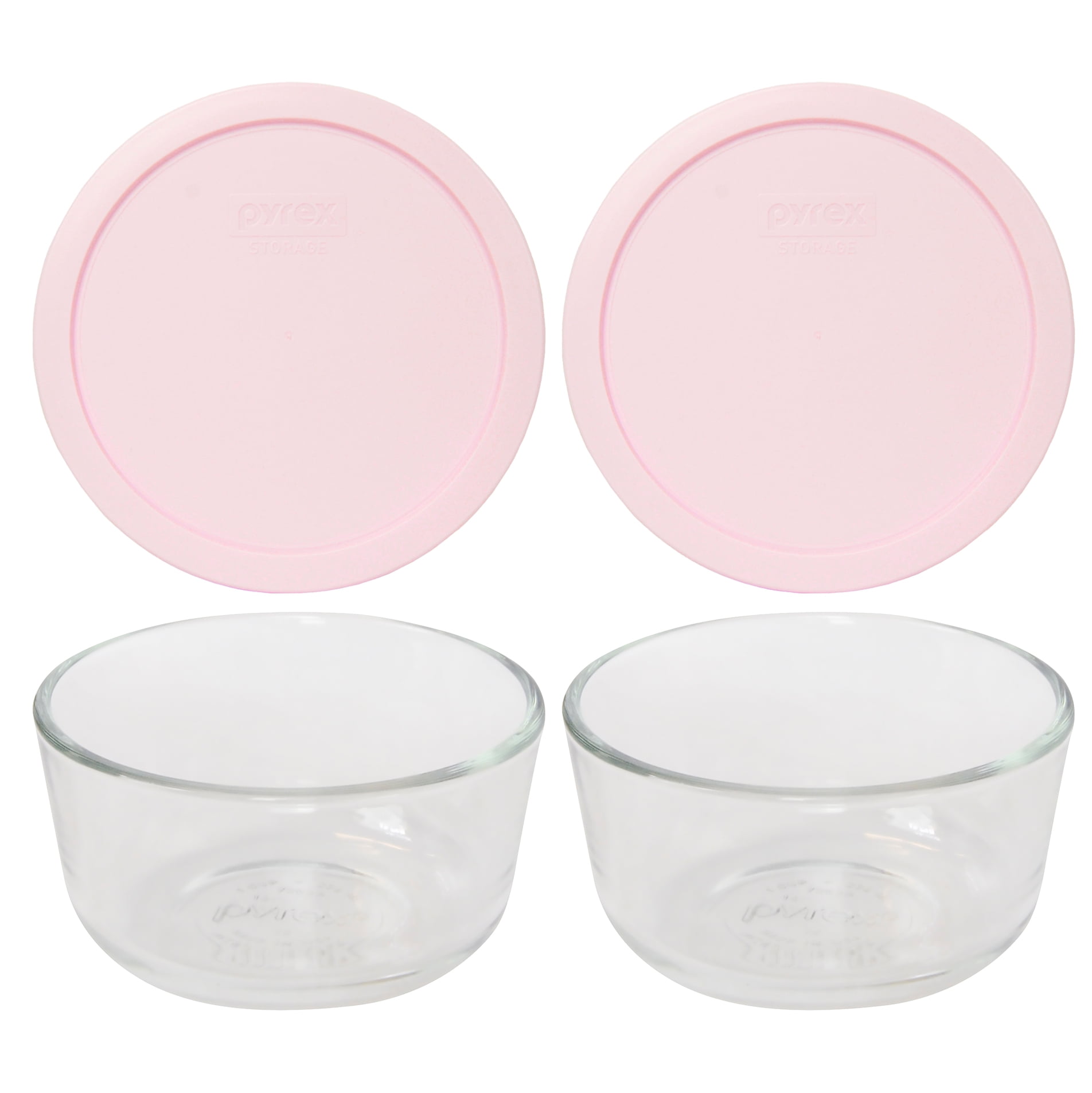 Pyrex 7200 2-Cup Glass Storage Bowl and 7200-PC Nouveau Pink Pyrex 7200 2-Cup Glass Storage Bowl and 7200-PC Nouveau Pink