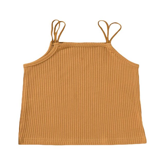 Girl‘s Vest Children‘s Solid Color Ribbed Sling Tops Tight Sleeveless Shirt Camisole for Kids