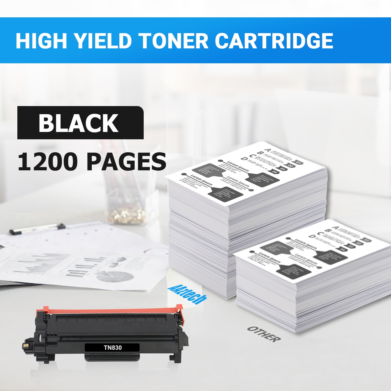 TN830 TN830XL Toner Cartridges 2-Pack Compatible for Brother TN830 TN-830 DCP-L2640DW HL-L2460DW HL-L2405W MFC-L2820DW HL-L2400D L2405W L2480DW MFC-L2820DWXL TN830XL Printer Ink Black