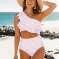 thumbnail image 2 of DPTALR Women Bow One-shoulder Split Swimsuit Bikini Print Beachwear Set, 2 of 8