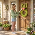 thumbnail image 5 of Easter Rabbit Wreath Decor - 14.96" Artificial Spring Bunny Head Shaped Easter Wreath Welcome Sign with Lovely Flowers and Branch for Front Door,Easter Party, 5 of 9