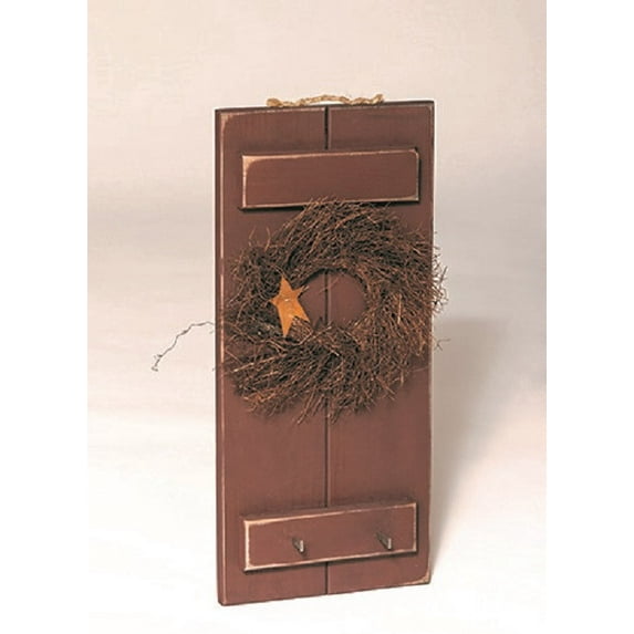 Furniture Barn USA™ Primitive Decorative Shutter with Wreath & Hooks