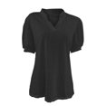 thumbnail image 4 of Womens Tops! Yigetop Womens Summer Business Casual Blouses V Neck Short Sleeve Shirts Hollow Out Cute Lace Tops Eyelet Tops for Women Black M, 4 of 4