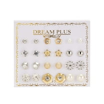 amlbb Up to 65% off New Paper Card Zircon Earrings All-match 12 Pairs Of Pearl Card Earrings Female