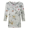 thumbnail image 4 of Patlollav Womens T-Shirts Fashion Print Mid-Length 3/4 Sleeve Blouse Round Neck Casual Tops on Ladies, 4 of 7