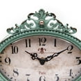 thumbnail image 2 of Woven Paths 6.5" x 2" x 6.25" Antique Style Pewter Mantel Clock in Distressed Aqua, 2 of 8
