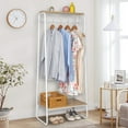 thumbnail image 6 of Clothes Rack with 2 Wood Shelves, Freestanding Metal Sturdy Clothing Rack, Small Space Storage, White, 6 of 8