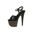 thumbnail image 2 of Ellie Shoes E-709-Stud 7" Womens Studded Platform. Black/Gold / 8, 2 of 2