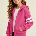 thumbnail image 5 of HAOTAGS Kids Hooded Sweatshirt (5-14) Winter Fleece-lined Zipper Warm Jacket Hot Pink Size 9, 5 of 7