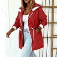 thumbnail image 4 of FRSASU Women's Jackets Waterproof Lightweight Zip Up Drawstring Hoodies Windbreaker Hiking Outdoor with Hooded Red, 4 of 7