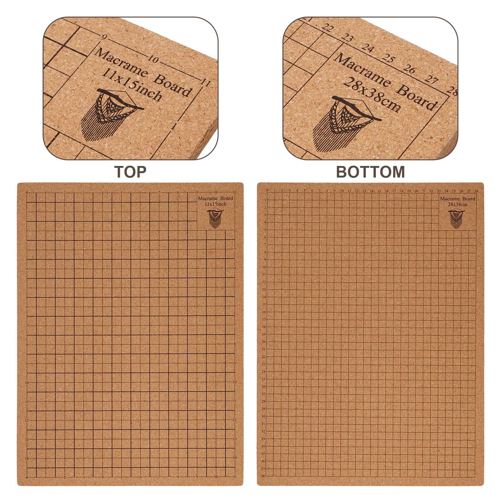 Littleduckling Macrame Board Double Side Grided Cork Board 12x16in Macrame Project Board Portable Braiding Board with Instructions