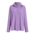 thumbnail image 6 of vigerkar Womens Button Down Shirts Solid Color Dressy Shirts Long Sleeve Work Blouses Collared Tops Tunics with Pocket (Light Purple, 3XL), 6 of 8