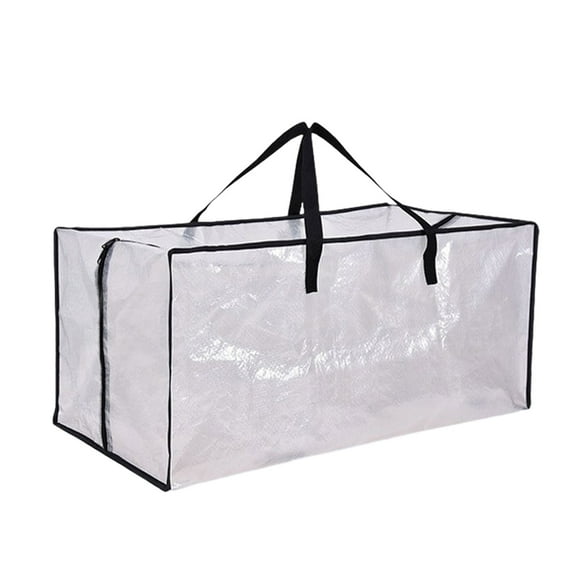 Heavy Duty Clear Moving Bags Extra Large Storage Tote With Backpack Straps Strong Handles Zipper For Clothes Organization 27.6X14.2X11.4 Inch
