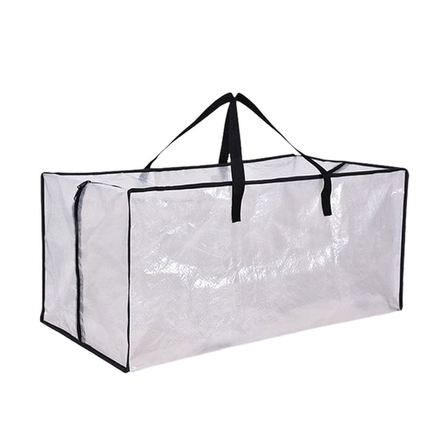 Heavy Duty Clear Moving Bags Extra Large Storage Tote With Backpack Straps Strong Handles Zipper For Clothes Organization 27.6X14.2X11.4 Inch