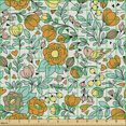 thumbnail image 2 of Ambesonne Floral Fabric by the Yard Upholstery, Summer Flowers Birds Humming, 10 Yards, Seafoam Marigold, 2 of 5