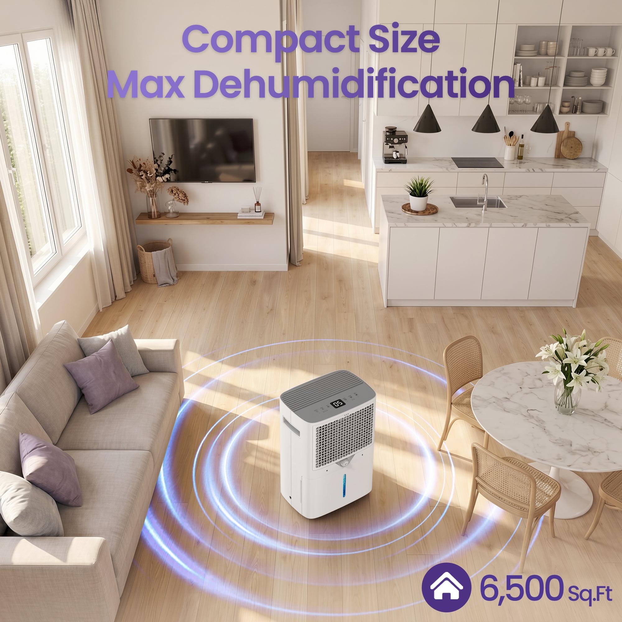 78 pt. 5000 sq. ft. Dehumidifier for Home in White, with Large Bucket, Drain Hose, ETL Certified, Dual Humidity Display