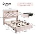 thumbnail image 3 of SIBEDS LED Bed Frame with 2 Storage Drawers and Galaxy Star Projector Velvet Upholstered Pink Tufted Wingback Headboard, Queen, 3 of 9