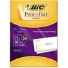 BIC Print and Peel Mailing Labels, 1" X 2 5/8", Clear, 30 labels per Sheet, 30-Sheets
