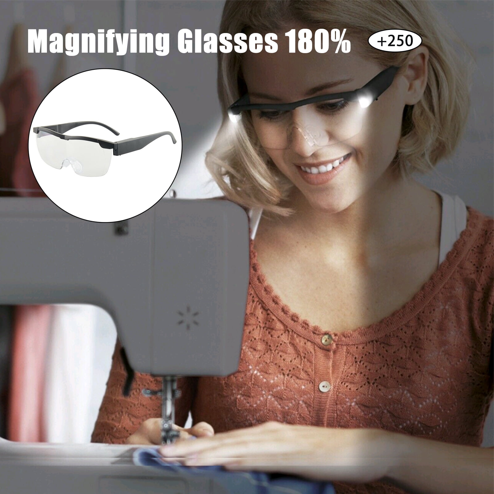 180% Magnifying Glasses With Rechargeable Led Light - Powerful Magnifying  Glasses - Hands Free Glasses For Close Work, Crafts, Jewelers, Reading,  Hobb