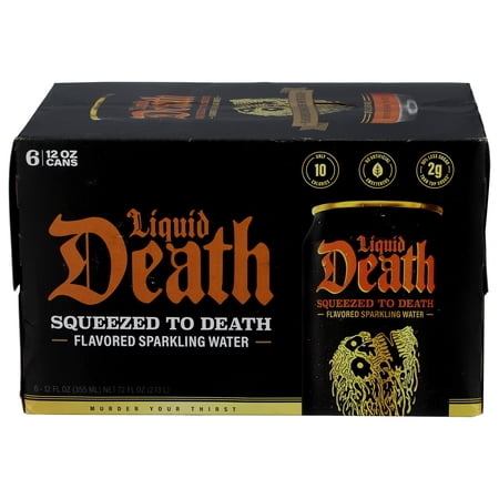 (Pack of 4) Liquid Death Sparkling Water Squeezed To Death 6 Pack 72 Fo