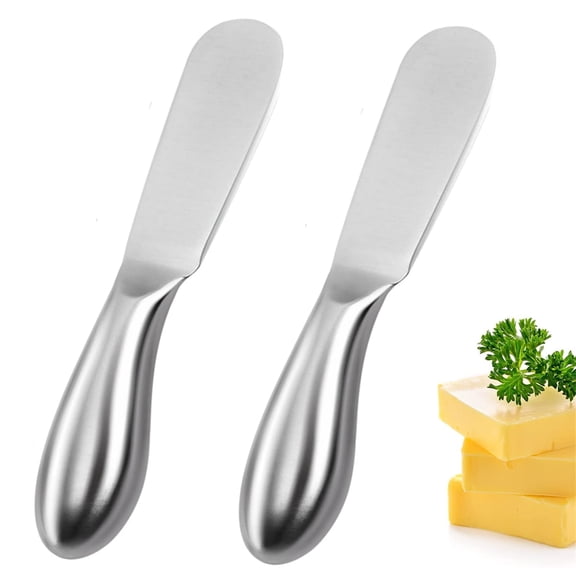 Bxaolu 2 Pack Stainless Steel Butter Spreader Knife, Cheese Butter Spreader Knife Set for Cold Butter, Cream Cheese, Jam, Multipurpose Kitchen Gadgets, Cheese Butter Spreader Knives for Kitchen