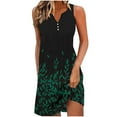 thumbnail image 2 of Guieoi Summer Dresses for Women Plus Size for Beach Vacation Loose-Fit Flowy Casual Retro Print Sleeveless V-Neck Midi Dress Multicolor XL, 2 of 6