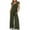 Army Green, variant on Lindreshi Jumpsuits for Women Womens Fashion Summer Solid Casual V Neck Sleeveless Belted High Waist Long Pants Rompers