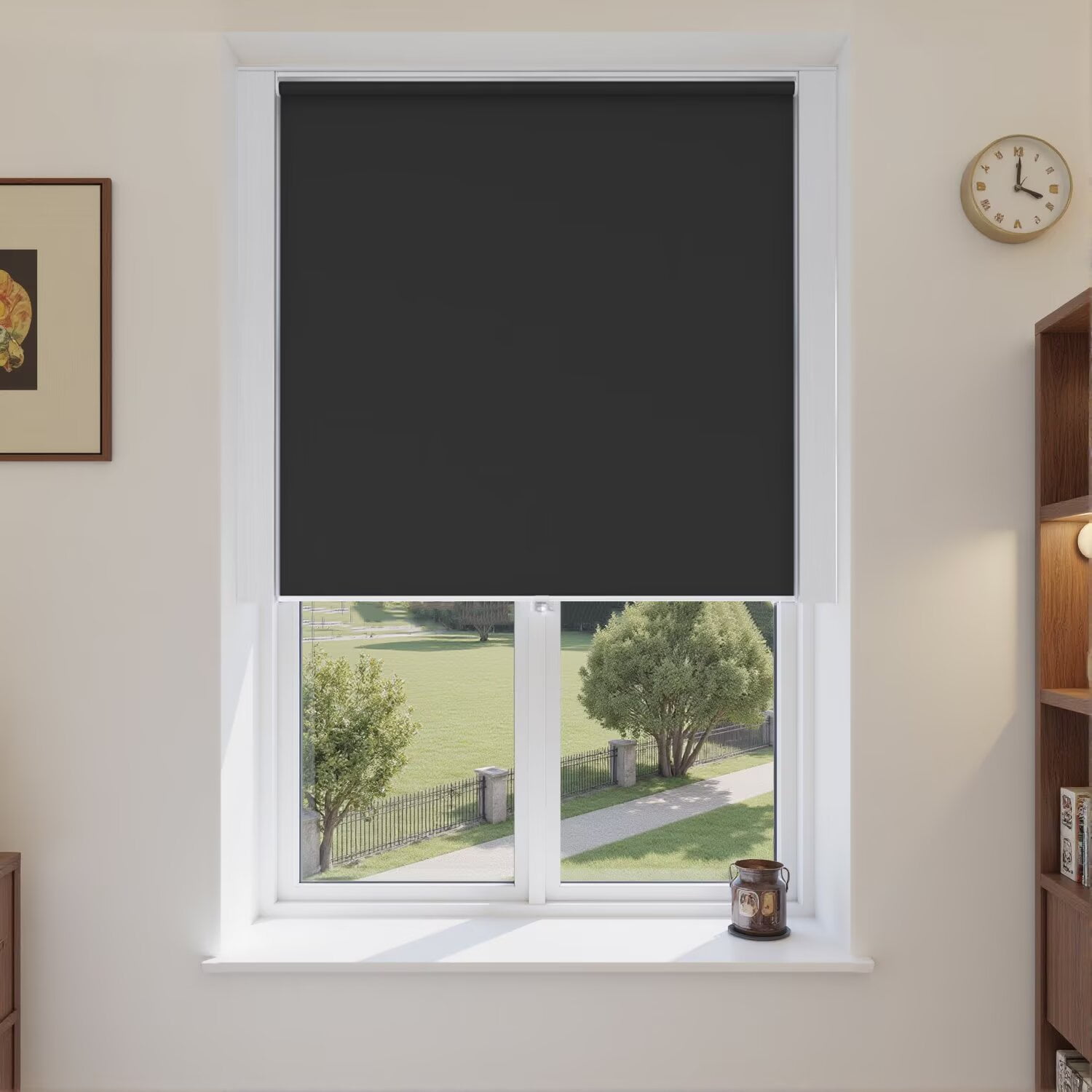 MYshade Cordless Blackout Roller Shades for Windows Black-37"W*72"H Room Darkening Rolled up Blinds with Spring System Pull Down Shades Window Blinds for Home