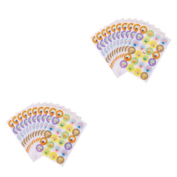 Thinsony 10 Sheets Commend Stickers Teacher Praise Labels Kindergarten Self-adhesive Reward Decals Children Students Supplies Welldone 2Set