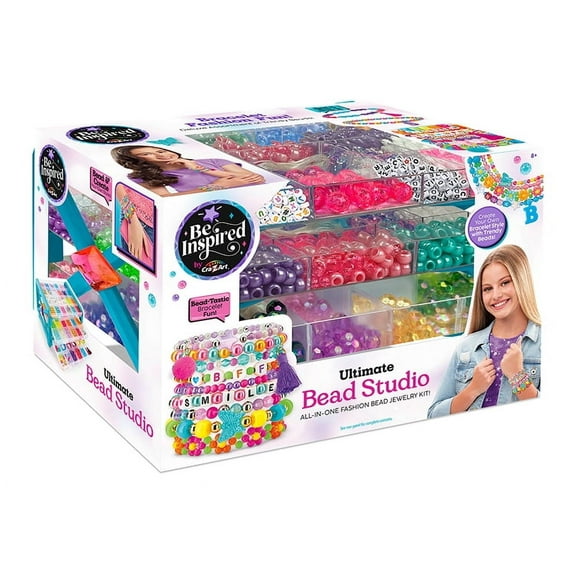 BE INSPIRED Ultimate Bead Studio Kit with Storage. Unisex 8+.  Great Gift for any occasion.