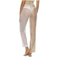 thumbnail image 4 of FAIWAD Wide Leg Cover Up Pants for Women Hollow Out Elastic Waist Drawstring Pants Baggy See Though Trousers, 4 of 5