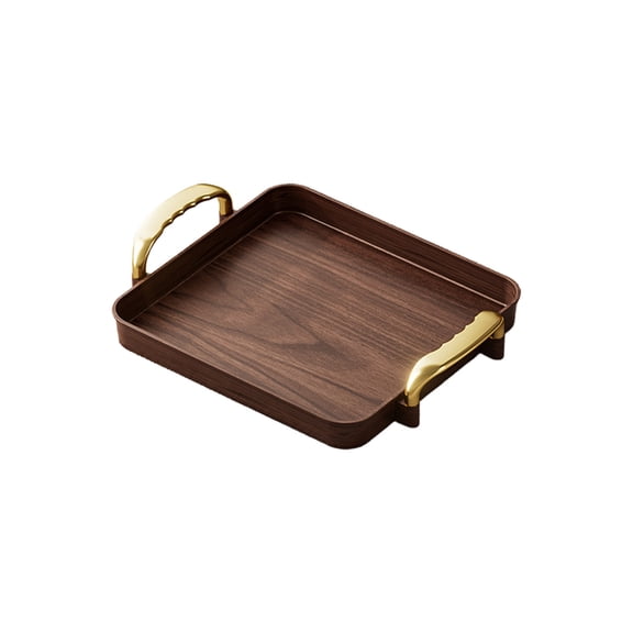 B Small Rectangular Serving Tray With Golden Handles For Tea Cups Snacks Fruits Food Grade Plastic For Daily Use