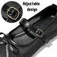 thumbnail image 4 of CHICVOMEY Women’s Mesh Mary Jane Ballet Flats Bow Knot Square Toe Soft Sole Shoes Breathable Slip On Flats with Adjustable Buckle Strap for Casual Office Summer Daily Wear, 4 of 7
