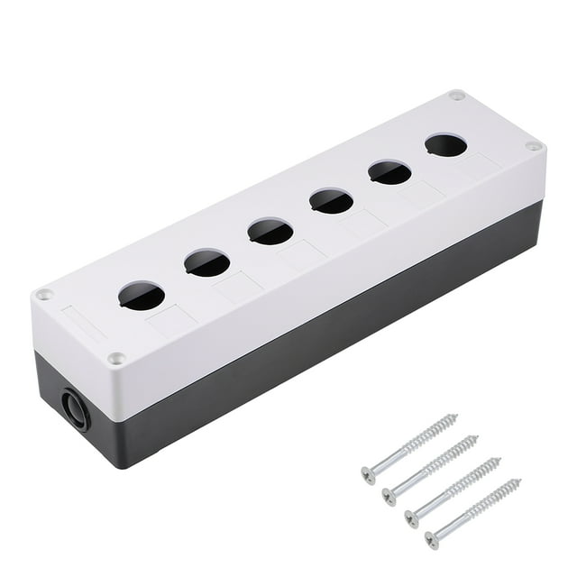 Caja de control de interruptor de botón pulsador de 22 mm 6 agujeros blanca y negra 1 pieza