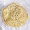 thumbnail image 1 of Women Wavy Ruffle Wide Brim Crochet Straw Sun Hat UPF 50+ UV Protection Packable Foldable Breathable Beach Travel Bucket Hat Beige, 1 of 4